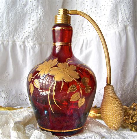 vintage red perfume bottle.